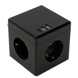 Разветвитель сетевой 3-х местный, 250В,16A, 2хUSB A+Type C,черный STEKKER