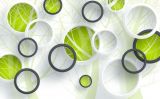 3D Фотообои "Объемные зеленые круги" на флиз.осн. (300см*240см) (Песок)