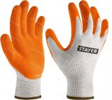 Перчатки STAYER ULTRA, L-XL, х/б перчатки с рельефным латексным покрытием, противоскользящие