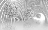 3D Фотообои "Абстрактивная композиция со сферами из треугольник " на флиз.осн. (300см*240см) (Песок)