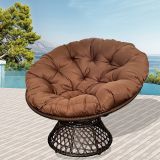 Кресло для отдыха Папасан ротанг искусственный, черный, подушка коричневая 