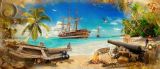 3D Фотообои SHIP002 «Пираты на побережье» Песок 370*250 м