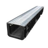 Лоток водоотводный  пластиковый SteePlain DN 100 H100 с решеткой стальной кл.А15