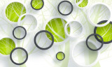 3D Фотообои "Объемные зеленые круги" на флиз.осн. (300см*270см) (Песок)