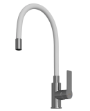 Смеситель для кухни 35к MIXLINE МЛ35-098(ML35-098) гибкий излив, б/отв, боковая, белый