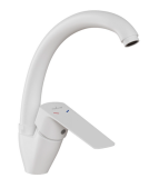 Смеситель для кухни 35k MIXLINE ML15-032W высокий излив б/отв боковая п/гайку (без подводки) Белый