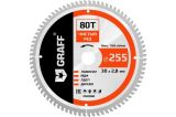 Диск пильный по ламинату и дереву 255x2.0/2.8x30/25.4/20 x80T EXPERT GRAF
