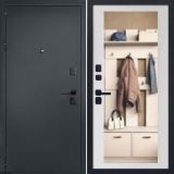 Двери металлические 2050х960х90 ДК БРЕСТ Зеркало (левая) сталь1,2мм, 2замка, сереб.ант,  цвет белый, Р