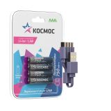 Аккумулятор ААA/R03 Li-ion 1.5V 750мАч 4 шт в на блистере КОСМОС
