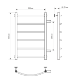 Полотенцесушитель MIXLINE CAPELLA 80х50х50 (1'' НР, 6 перекладин, боковое подкл) водяной
