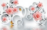 3D Фотообои "Бутоны роз над водой" на флиз.осн. (300см*270см) (Песок)
