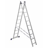 Лестница-стремянка двухсекционная Alumet H2 5210, алюминиевая, 2 x 10 ступеней, 2,81 - 4,5 м
